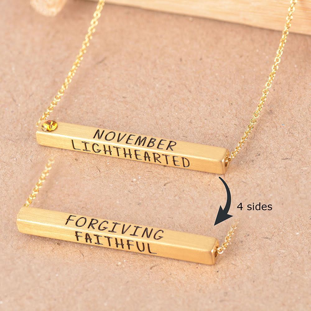 22k Gold Plated Birthmonth Engraved Bar Necklace - Jan to Dec