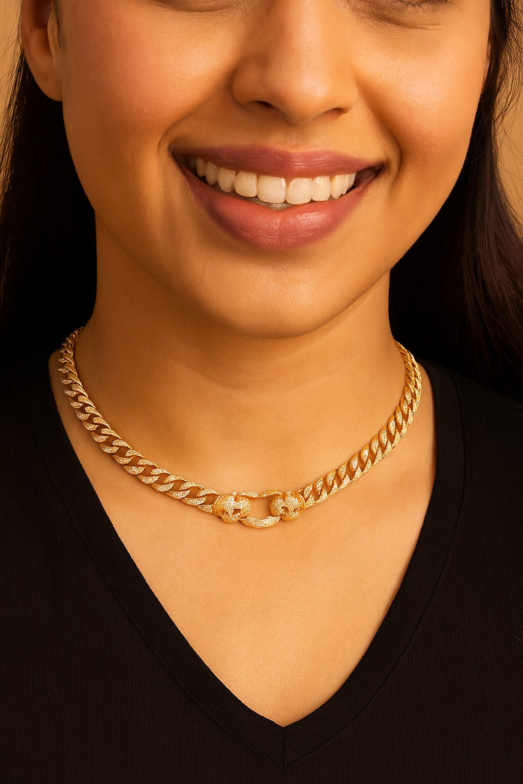 Panther Double-Headed Cuban Link Choker Necklace