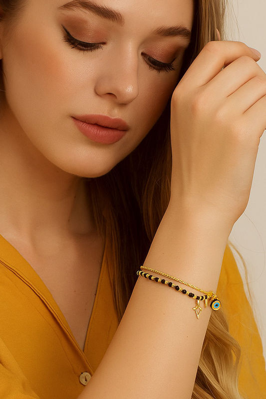 Personalized Initial Evil Eye Mangalsutra Bracelet