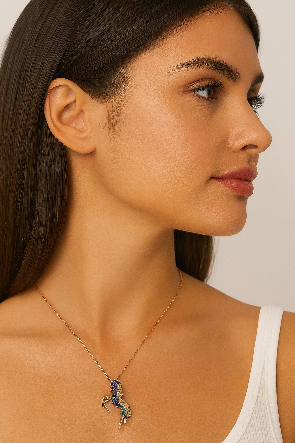 Stallion Horse Necklace with Swarovski Crystals