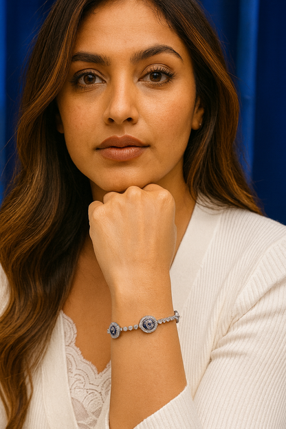 Trinity Evil Eye Tennis Bracelet with Swarovski Crystals & CZ Stones