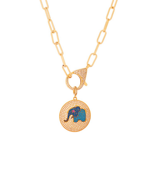Happy Ele Medallion Detachable Pendant Necklace
