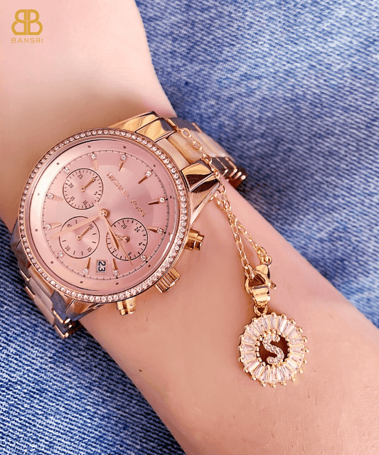 Initial Baguette Diamond Medallion Watch Charm & Necklace