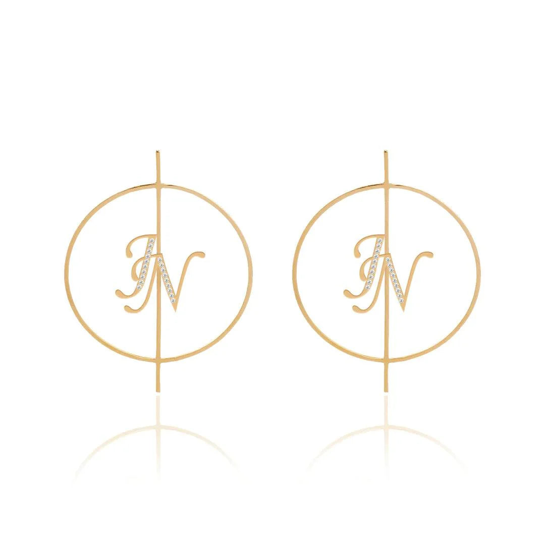 Personalized Initial Hoop Earrings - Bansri Mehta Design