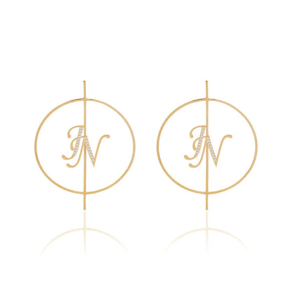 Personalized Initial Hoop Earrings - Bansri Mehta Design