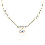 Personalized Trio Name Evil Eye Charm Layered Necklace