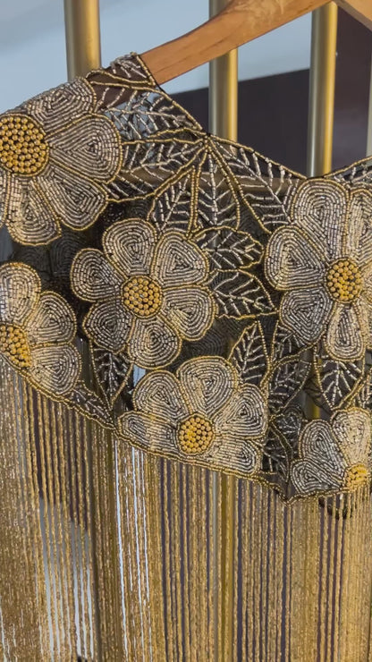 Regina Gold & Black Floral Cape