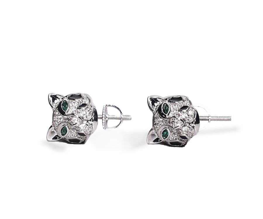 Multi Stone Encrusted Panther Stud Earring