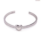 Adjustable Crystal Studded Heart Bracelet