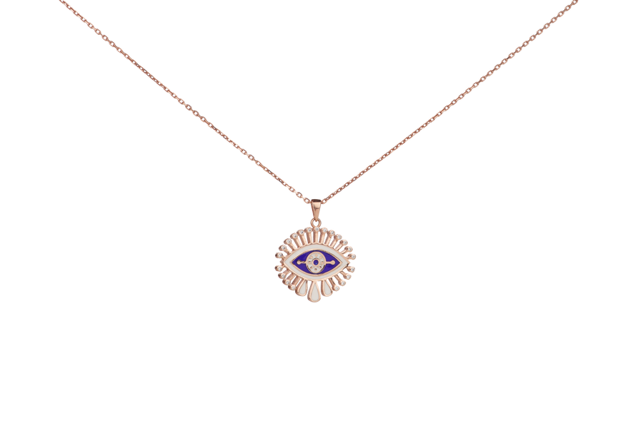 Enamel Carved Evil Eye Necklace