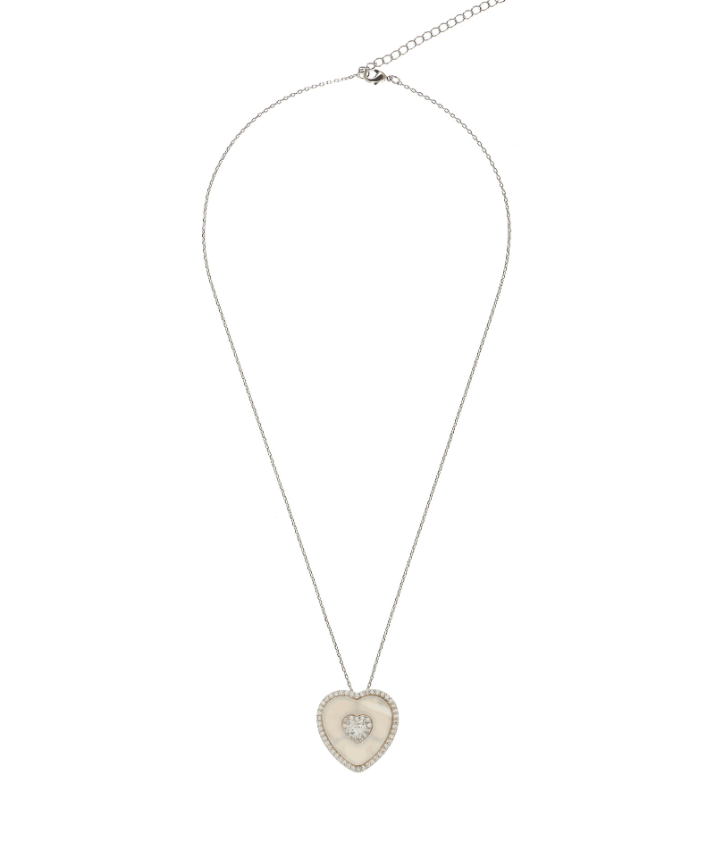 Mother of Pearl Heart Solitaire Necklace & Earring Set