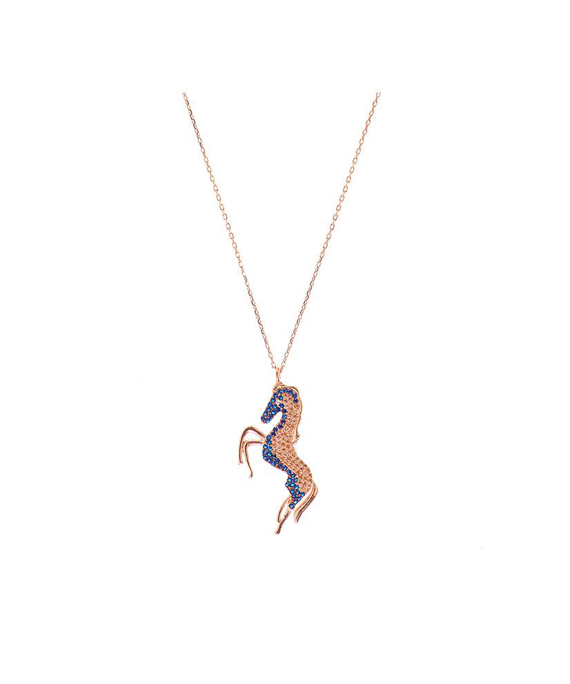 Stallion Horse Necklace with Swarovski Crystala