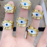 Bold Evil Eye Ring Band