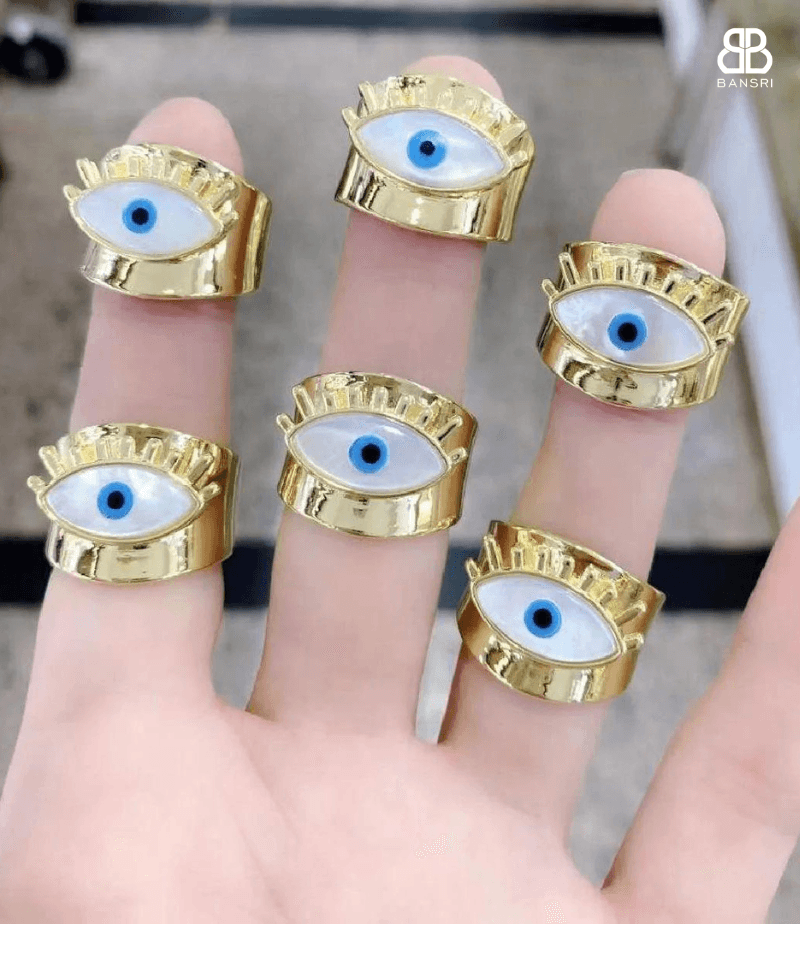 Bold Evil Eye Ring Band