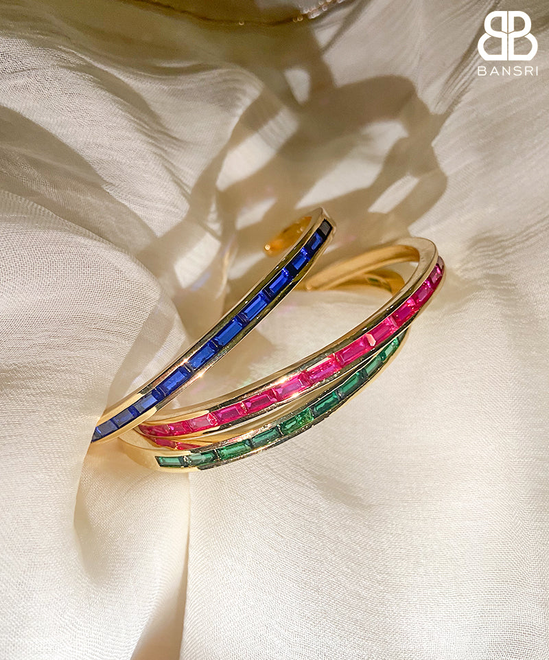 Multi Colored Baguette Crystal Band Bracelet