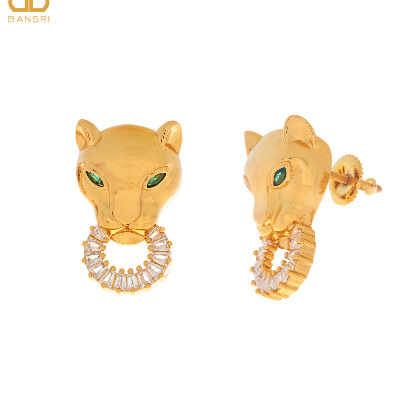 Baguette Panther Head Earrings