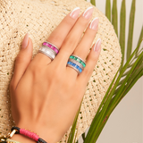 Colored Baguette Stone Band Ring