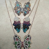 Multi hued Butterfly Necklace with Swarovski Crystals