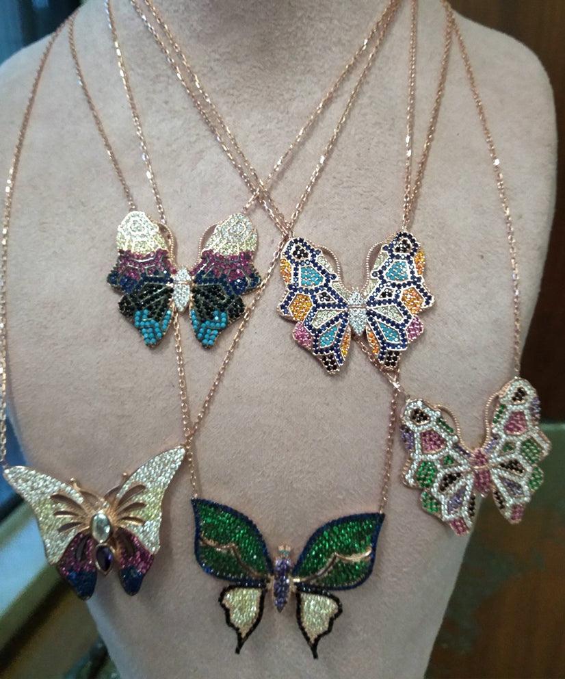 Multicolour Butterfly Necklace with Swarovski Crystals