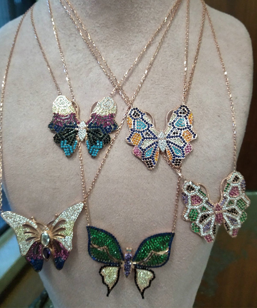 Butterfly Necklace with Swarovski Crystals