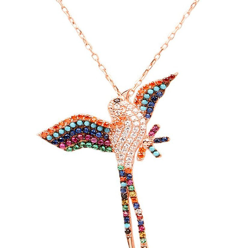 Multicoloured Bird Necklace with Swarovski Crystals