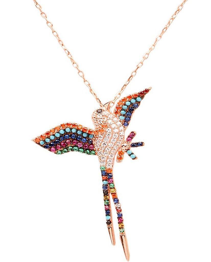 Multicoloured Bird Necklace with Swarovski Crystals