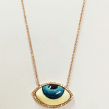Hand Painted Rosegold Evil Eye Necklace