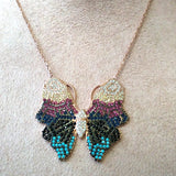 Multi Color Shaded Butterfly Necklace with Swarovski Crystals