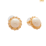 Pearl Round Baguette Stud Earrings