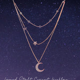 Layered Starlit Crescent Chain Necklace