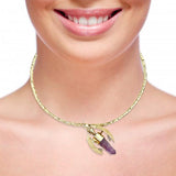 Bumble Bee Collar Necklace in Amethyst Quartz and 18K Gold
