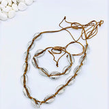 Rose Gold Cowrie Shell Necklace & Bracelet/Anklet Set