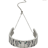 Link Panther Face Diamonte Choker Necklace