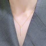 V-Shaped Silver Necklace with Swarovski Crystals