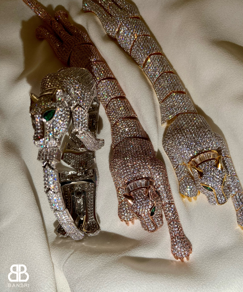 Glam Crystal Encrusted Panther Bracelet