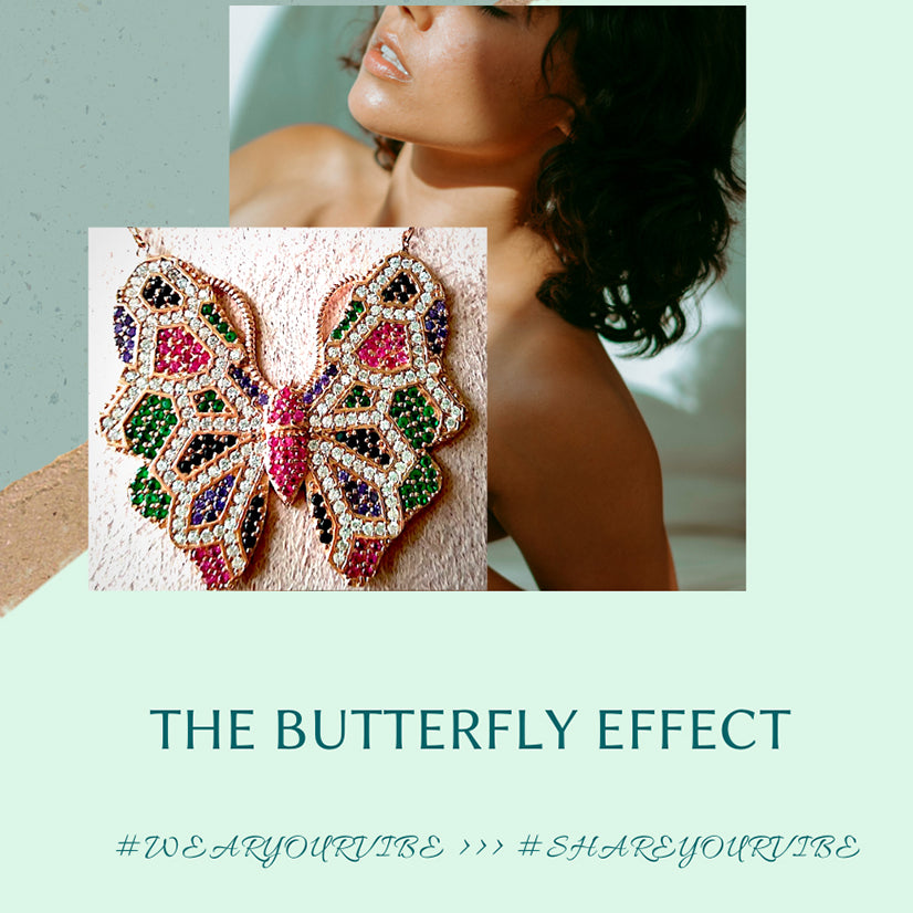 Multi hued Butterfly Necklace with Swarovski Crystals