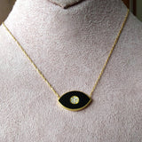 Black Evil Eye Enamel & Crystal Encrusted Necklace
