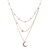 Layered Starlit Crescent Chain Necklace