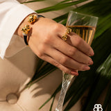 Gold Deux Panthera Headed Necklace, Bracelet Cuff, Earring & Ring