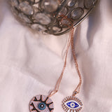 Enamel Carved Evil Eye Necklace