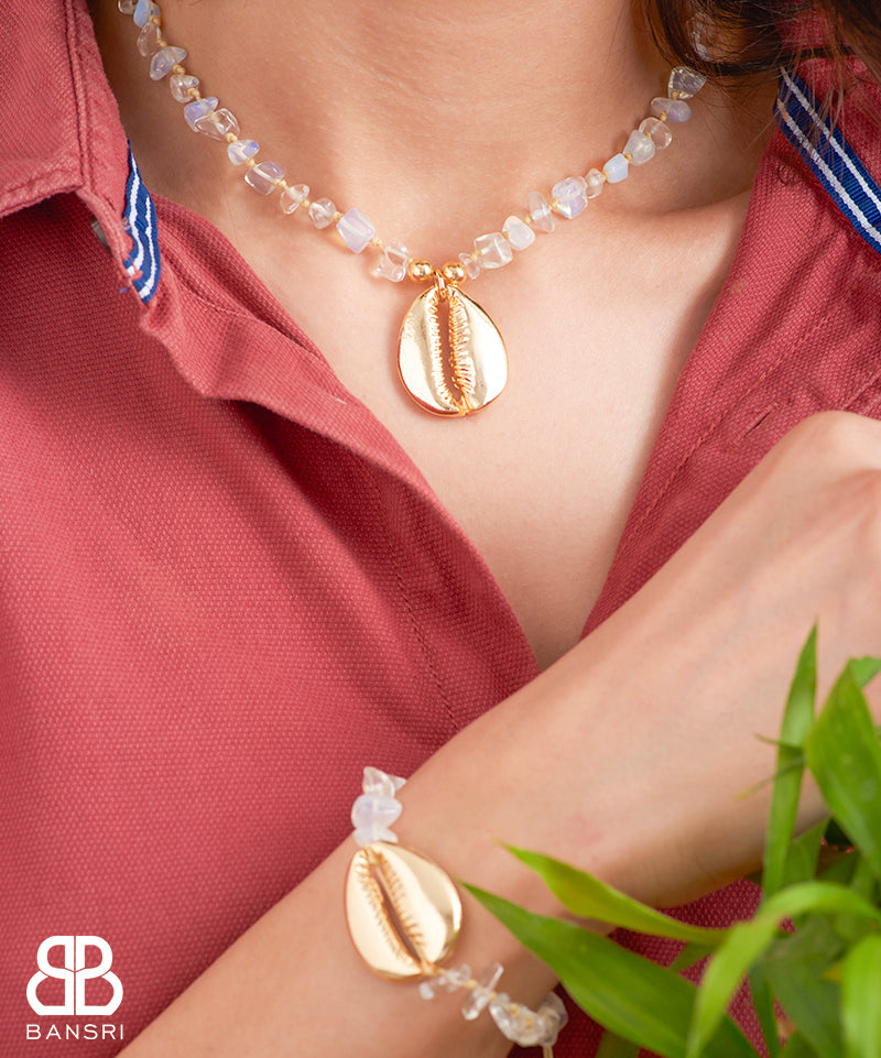 Sand & Sea Beaded Crystal Necklace & Bracelet Set