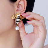 The BusyBee Pearl Drop Earrings