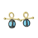 Aliya Encrusted Turquoise Drop Earrings