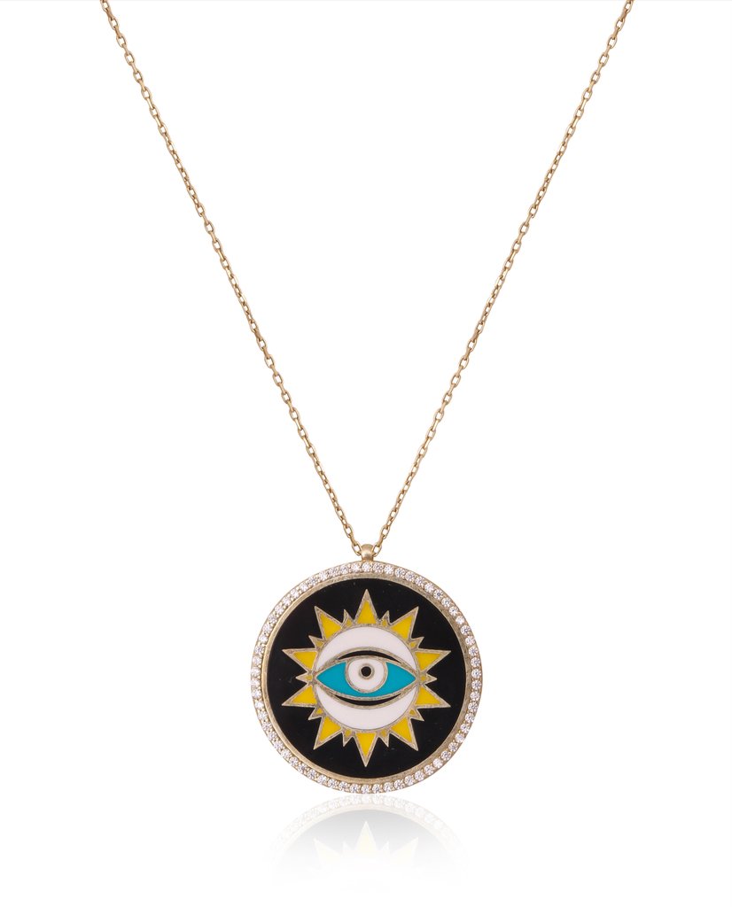 Black Sunburst Evil Eye Necklace