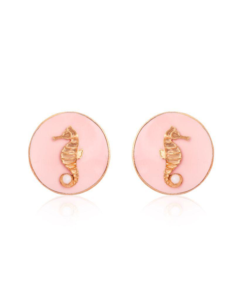 Pink CeCe Seahorse Medallion Earrings