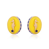 Poppy Yellow CeCe Seahorse Medallion Earrings