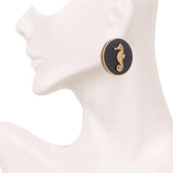 Black CeCe Seahorse Medallion Earrings