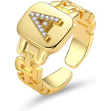 Gold Band Initial Letter Ring