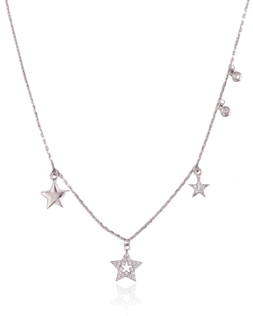 Star Charm Chain Necklace with Swarovski Crystals
