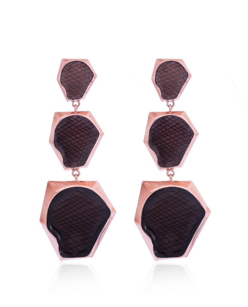 Kendra Ombre Smoky Hexagonal Earrings in 18K Rose Gold